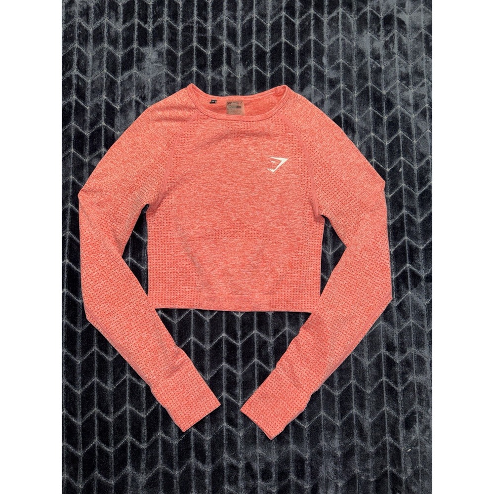 Gymshark Vital Seamless Orange Long Sleeve Crop Top Size XSmall